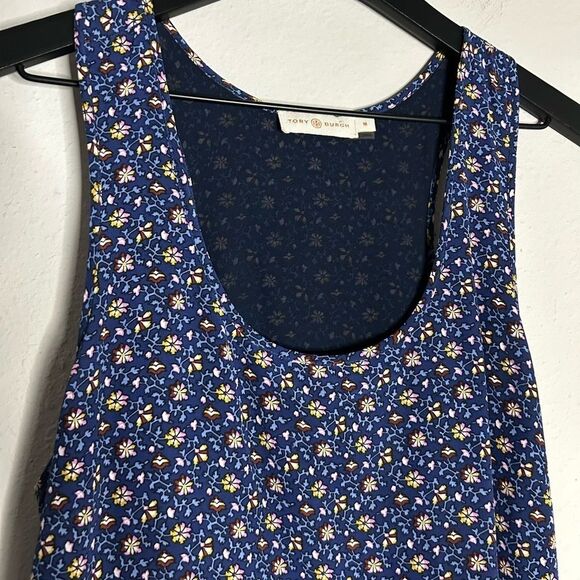 Tory Burch Sydney Dress in Blue Wild Pansy Floral Print - Picture 5 of 9
